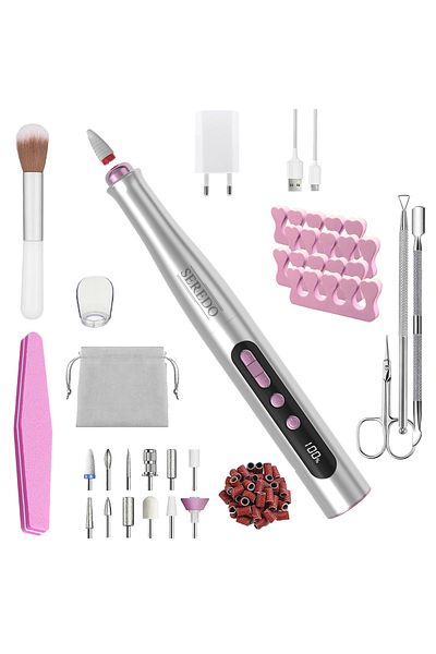 Seredo Seredo™ Nail Drill 35,000RPM, 51 Bands, 12 Heads, Separators, Curettes, Nail File, Scissors, File