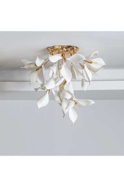 Danube Home Cecilia Modern Chandelier For Bedroom|10-Lights with E14 Socket|L65xW65xH60cm-White/Gold