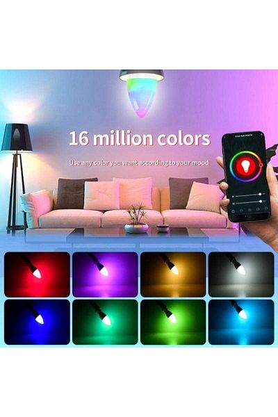 UanTii Tuya Smart Wifi Candle Light Smart Led Lighting Bulbs E14 Base Dimmable and RGB Color Changin