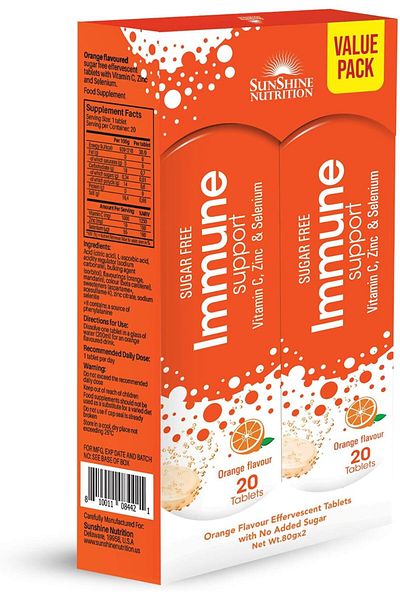 SUNSHINE N IMMUNE SUPPORT ORANGE EFFERV 20 TABS X2 VALUEPACK