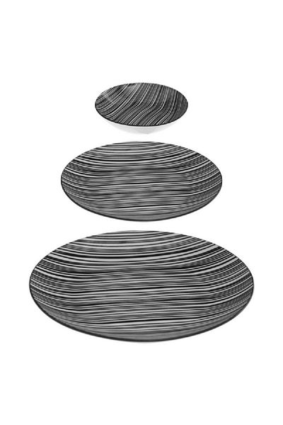 Secret de Gourmet 18-Piece Bohemia Zebra Dinner Set Black and White
