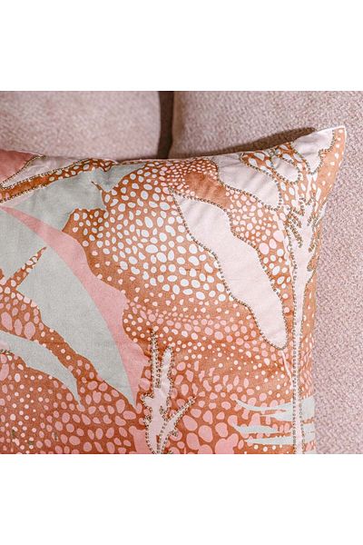 Danube Home Gleam Floral Velvet Cushion Cover-Multicolor-45x45 cm
