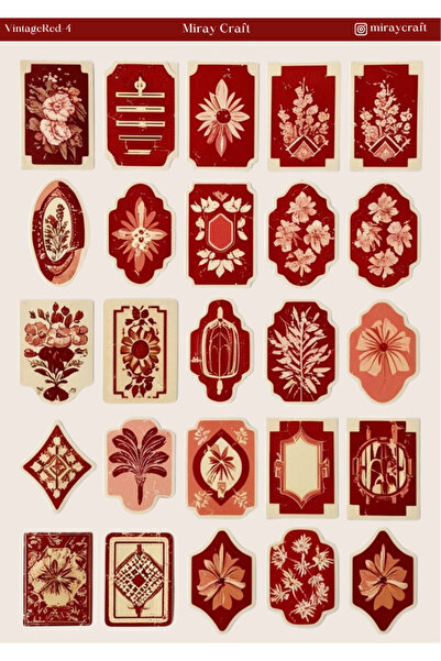 MirayDesign 1 komad crvene vintage naljepnice (12x17 cm) za bullet journal, s...