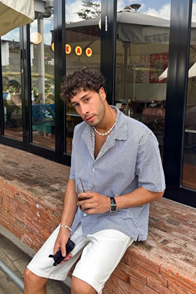 Flaw Wear Striped Oversize Black Short Sleeve Shirt