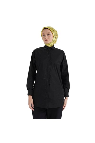 Armine Women's Stone Embroidered Hidden Button Shirt 25Yt311