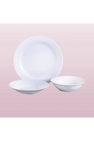 Bien Servi 12-Piece Durable and Elegant Design Porcelain Dinner Set White