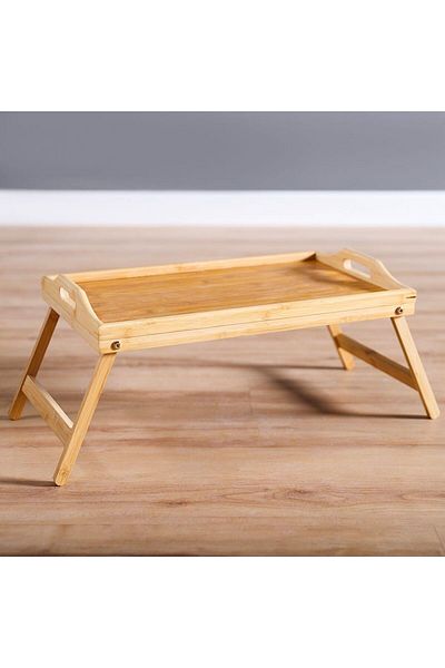 Danube Home Loretta Bamboo Breakfast Table Bamboo | Modern Houseware Serving Table | L 50 X W 31 X H 2 Cm-Beige