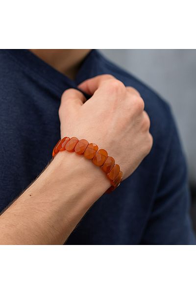 Safnaturel Igsl Certified Red Agate 9 X 14 mm Special Cut Natural Stone Bracelet