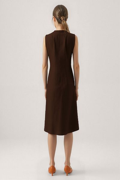 Vitrin Button Front Crinkle Fabric Zero Sleeve Dress
