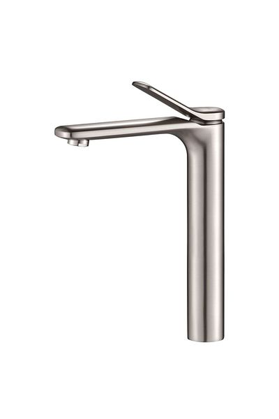 Danube Home Milano Mita Art Basin Mixer With Pop Up Waste Brush Nickel|Brass Body Basin Mixer