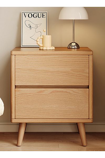 sharpdo Nordic Style Bedroom Cabinet, Minimalist Nightstand with 2 Drawers 50*40*52CM