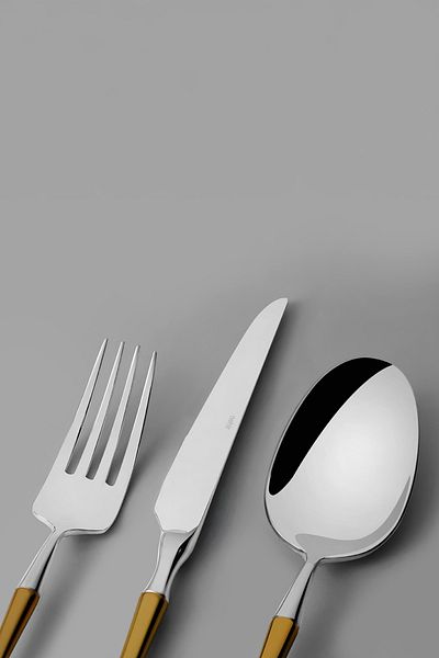 Nehir Marbella Gold Satin 72 Piece Cutlery Set for 12 People