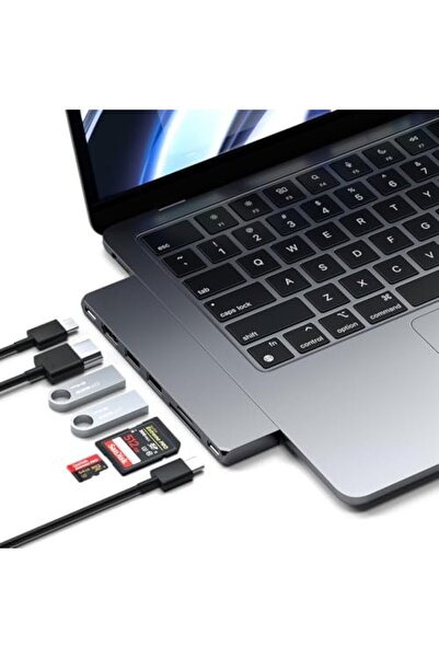 Satechi محول محور USB-C متعدد المنافذ Pro Slim، دونجل 7 في 1 لأجهزة MacBook Pro/Air M4/M3/M2/M1 مع USB