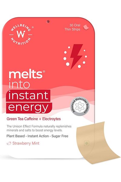 Wellbeing Nutrition Melts Instant Energy 100% Plant Based Green Tea Caffeine,