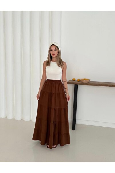 Ekim Store تنورة ماكسي من قماش الموسلين للموسم الجديد