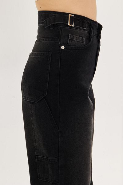 LAMİRAMOOD Aley Epaulettes Μαύρο Σπρέι Διπλή Ζώνη Super High Waist 00981
