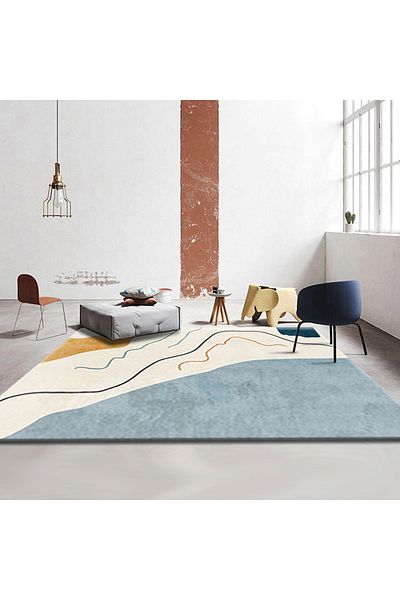 sharpdo Modern Minimalist Style Living Room is Fully Covered with Imitation Cashmere Thickened Carpet