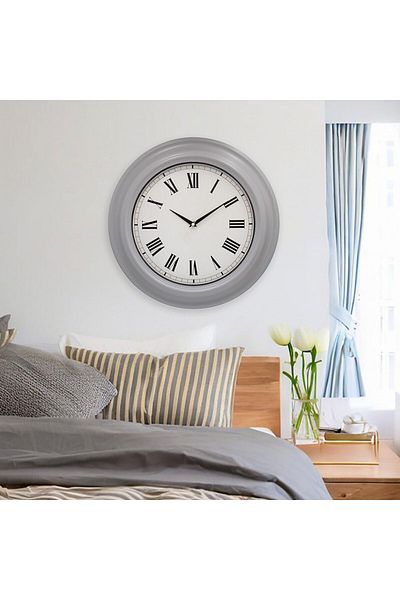 Danube Home Sansa Rubber Wood Roman Wall Clock Grey 50.6x50.6x5