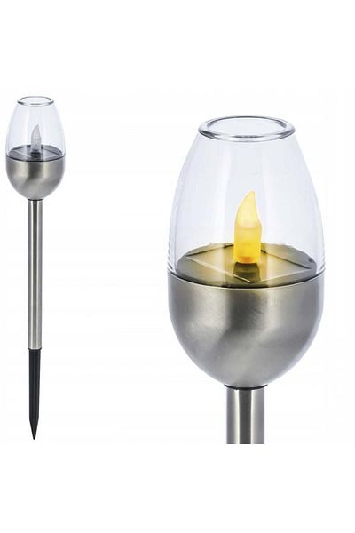jumi Lampă solară din oțel inoxidabil, 1 LED alb, 39x6,2x6,2cm