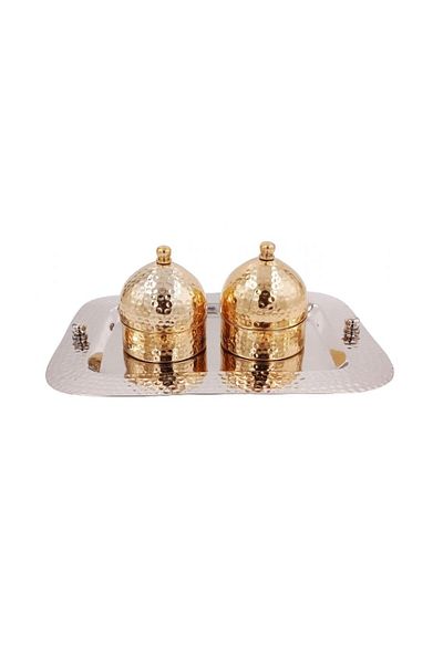 Danube Home Avalon 3-Piece Tray With Pots 35X35X22 Cm Gold