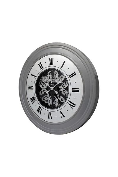 Danube Home Sansa Mirror Mdf Wall Clock Grey 80x80x8