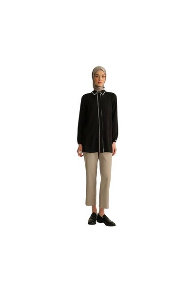 Armine Women's Collar and Front Stone Embroidered Shirt Tunic 25Yt301