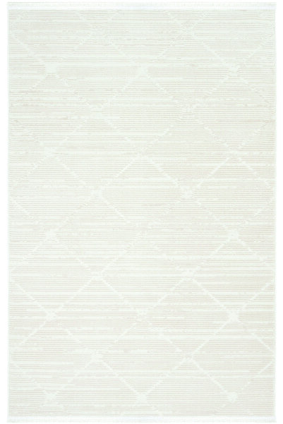 Cool Halı Nevada 2509 Cream Embossed Carpet Soft Fringed Modern Home Room Living Room Bedroom Carpet