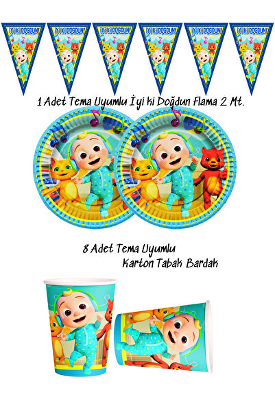 snowparty Farfurie tematică, ceașcă, steag cu franjuri, ornamente pentru ziua de naștere