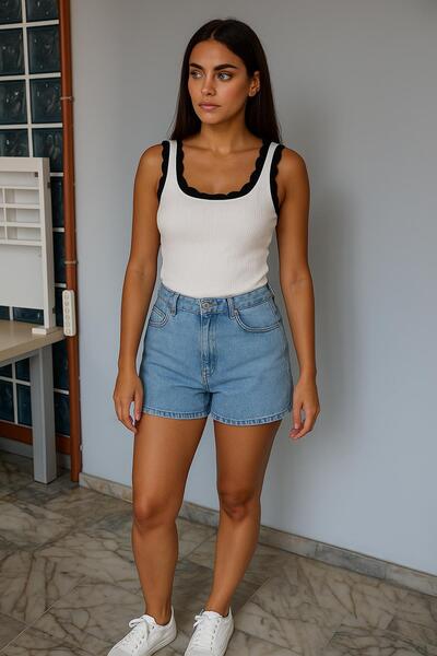 Fashion Friends Πλεκτό Μπλουζάκι Εκρού με γιακά