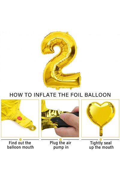 EKKONG birthday set, number 2, latex, white/gold
