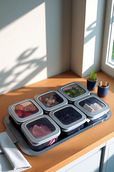 FERAH PLASTİK Set of 6 300 ml Vacuum Storage Containers – with Airtight Lids, Breakfast Set