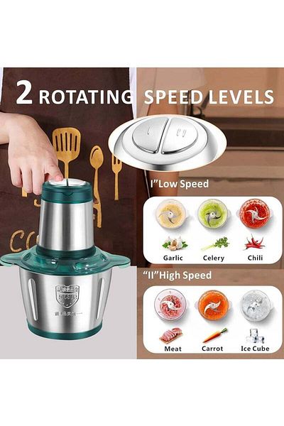 Saharaz Food Processor, 3L Stainless Steel Electric Meat Grinders, with 4 Sharp Blades (3L)