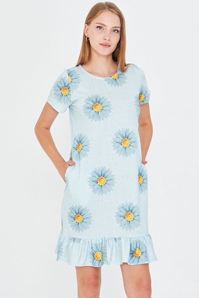 armonika Women Mint Short Sleeve Ruffle Bottom Dress Arm-25Y001066