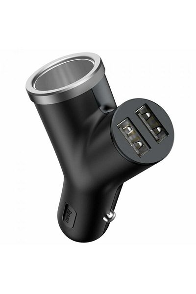 Baseus Încărcător auto 2x USB și brichetă auto, - Negru