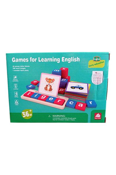 OEM Phonetic game for learning English, 52 pieces, 42 cards, 108 images and a wooden base, 3 +