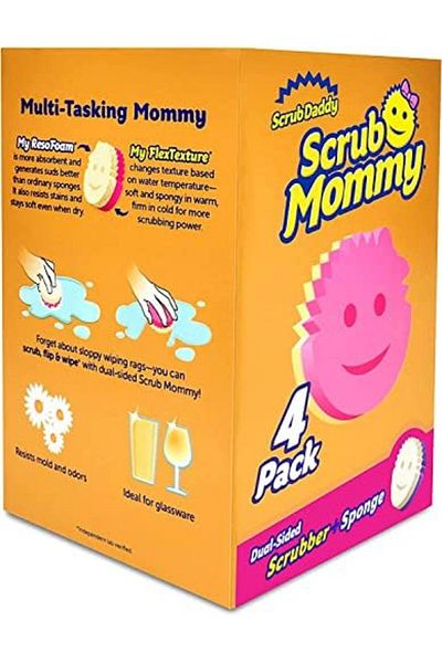 Scrub Daddy Scrub Mommy Dual Sided Scrubber + Sponge Multi-Pack Set Of 4 Pink