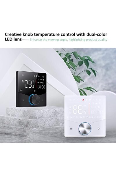 UanTii Smart Thermostat Tuya Wifi Central AC Thermostat 2 Pipe, Smart Knob HVAC Fan Coil Smart Tempe