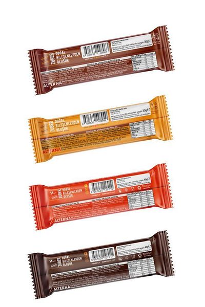 Züber Mix Fruit Bar Pack X 12 Pieces (Full of Hazelnut and Peanut Fruit Bar 30 Gr, Orange and Hazelnut