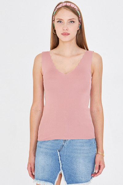 armonika Γυναικεία Dusty Rose Zigzag μπλούζα με λαιμόκοψη V ARM-23Y069004