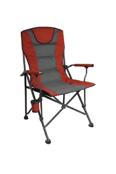 rexa Foldable Beach Chair with Bottle Holder – Red & Black | Portable Outdoor Camping Chair