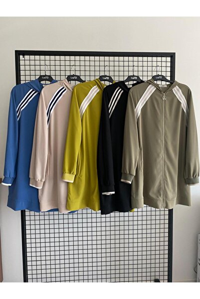 Armine TREND Yeni Sezon Kapüşonlu Şerit Detaylı Fermuarlı Tunik Modaayka 25DSB409