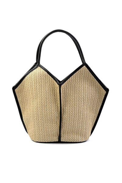 Bambi Бежево-чорна жіноча сумка через плече C06972090028