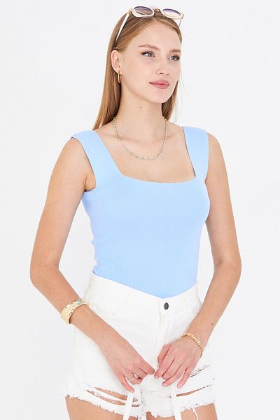 armonika Bluză de damă, albastru bebeluș, cu bretele groase, ARM-23Y069001