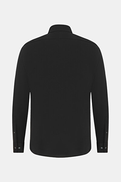 W Collection Relax Fit Black Soft Collar Shirt