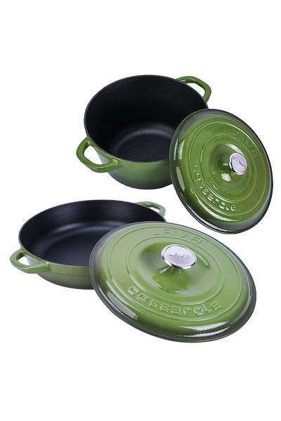 Organik Hayat Dostu Lava Casting 2X New Heritage Series Casting Iron Pot Pan Set
