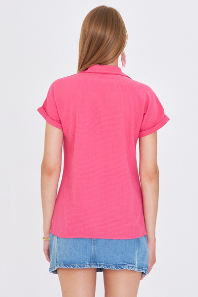 armonika Women's Fuchsia Short Sleeve Shirt Arm-19Y001088