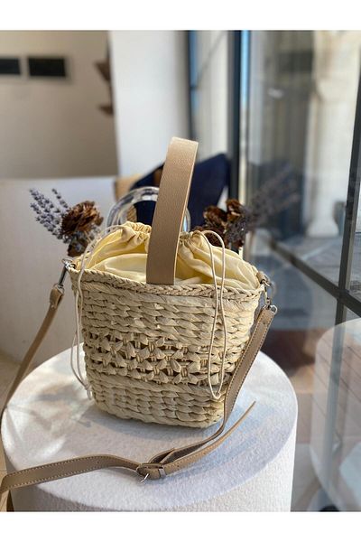 Zeynep Keskin Design Women's Straw Bag, Women's Rattan Shoulder Bag, Hazaran Hand and Shoulder Bag, Beach Bag