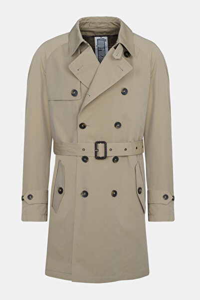 Edwards Erkek Bej Kruvaze Klasik Trençkot