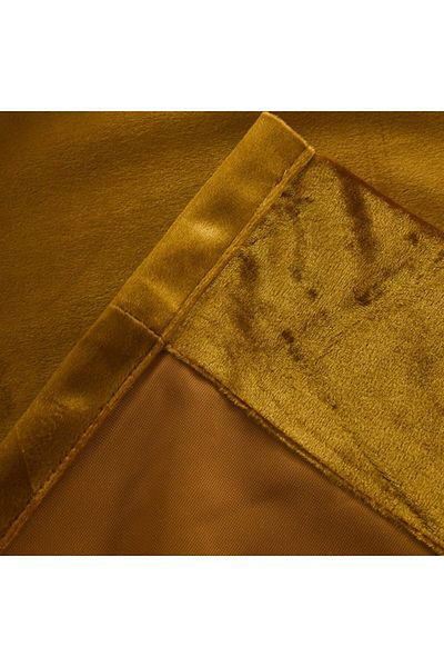 Metropolitan Concept Set Of Two Konan Velvet Curtains, Mustard Yellow, Worked On Staple Rings, 2x150x260 Cm