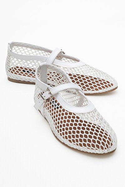 Lizy Shoes Balerini de damă casual cu detalii din plasă albă